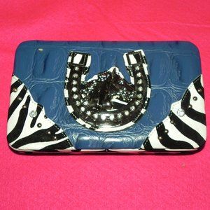 Croco Embossed Wallet, Zebra, Western Emblem, New